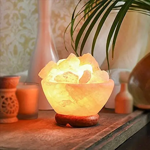 MIND,BODY & SOUL ® * (FIRE BOWL) * SHAPE HIMALAYAN ROCK SALT LAMP for HEALING, FENG SHUI, VASTU & HOME DECOR PACK of 1 (FIRE BOWL)