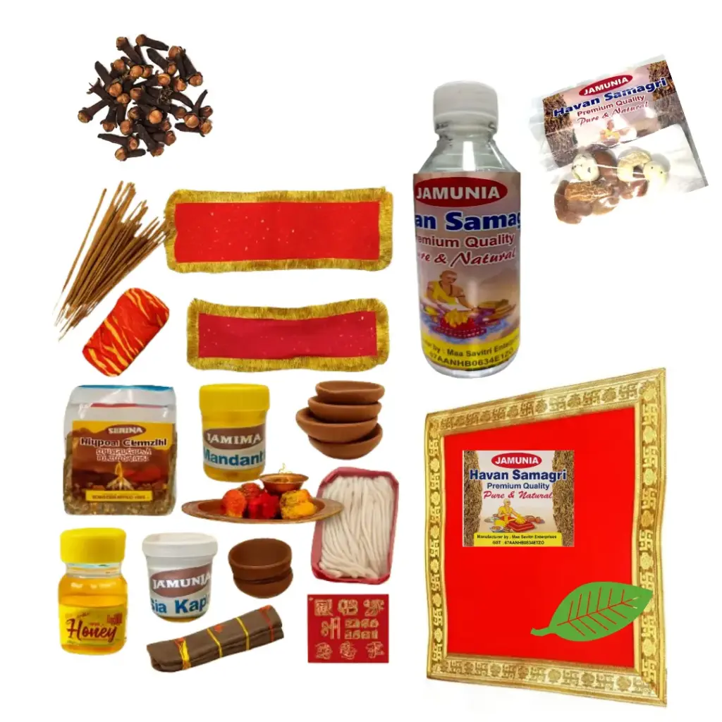 Jamunia Complete Pooja Samagri Combo Kit for Daily Worship – 11 Essential Items – Hawan Samagri, Dhoop, Chandan, Kapoor, Roli, Mouli & More – Traditional Puja Essentials Set