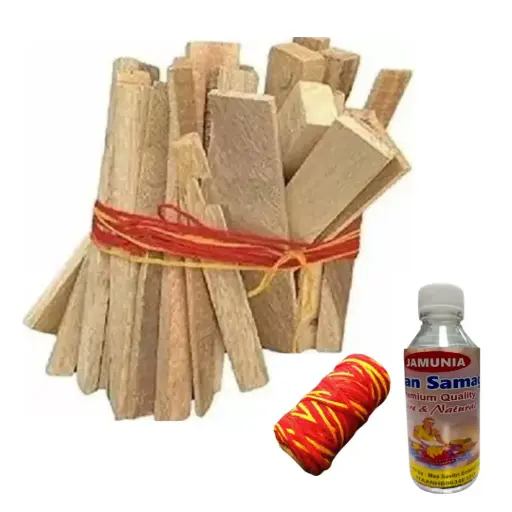 Aam Ki Lakhari Pooja Combo Pack – 1kg Mango Wood + Ganga Jal + Kalava