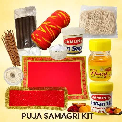 Puja Samagri Kit Combo | Gangajal, Dhoop Batti, Lambi Batti & Havan Samagri | All-in-One Pooja Essentials Pack | Festival, Daily Rituals, and Puja Use